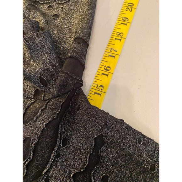 Forever 21 Bodycon Dress Metallic Black Distressed-Style Scoop Back Small - Picture 8 of 10